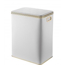 Корзина для белья Geralis PWG-S PUNTO белая, кант золото, большая