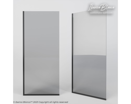 Шторка для ванны IBERICA BLANCA Mod.403 неподвижная тонированное стекло/черный 70х140см (IB403.TB.140.70)