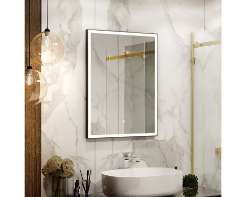 Зеркало Frame Black LED 600х800