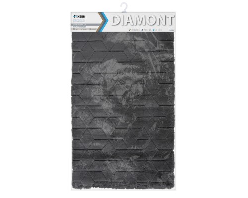 Коврик для ванной 1-ый Fixsen DIAMONT, FX-9050V, графит, 70х120 см