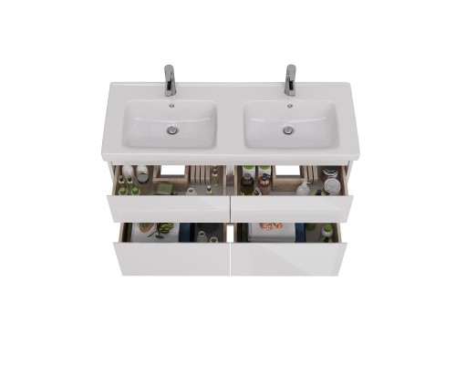 Тумба Lemark COMBI 125 см под 2 раковины, подвесная/напольная,4 ящика, цвет корпуса, фасада: Белый г Тумба Lemark COMBI 125 см под 2 раковины, подвесная/напольная,4 ящика, цвет корпуса, фасада: Белый г