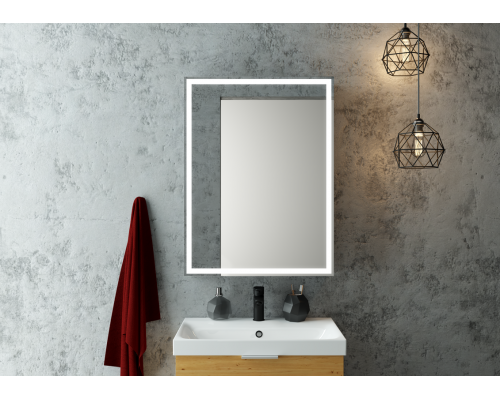 Зеркало-шкаф Mirror Box black Led 600х800