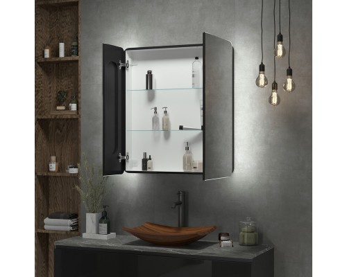 Зеркало-шкаф Eltoro black LED 760х850 Зеркало-шкаф Eltoro black LED 760х850
