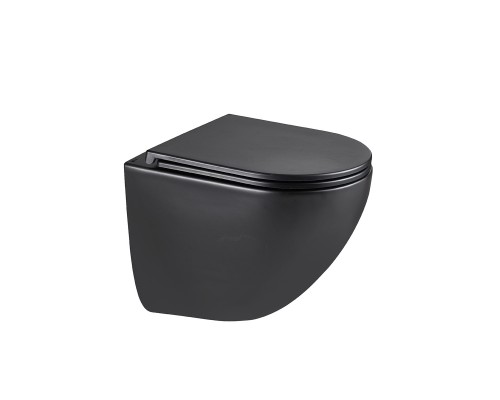 GLAZER BLACK MATT Унитаз подвесной безободковый с сиденьем микролифт,черный, LM, 9612004