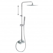 Душевая система наружнего монтажа с телескопическим тропическим душем и душевым комплектом без излив