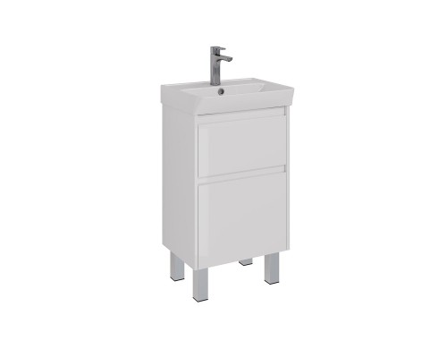 Тумба Lemark COMBI 50 см под 1 раковину, подвесная/напольная, 2 ящика, цвет корпуса, фасада: Белый г