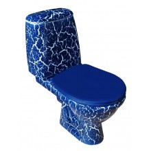 ПРЕМЬЕР Унитаз-компакт горизонт. вып. с арматурой, сиденьем, креплением, синий кракелюр ROSA