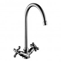 H02 Смеситель для кухни, выс.пов.излив 165мм, р/ДВ, хром, ROS, H02-72R