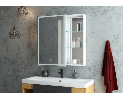 Зеркало-шкаф Aperio LED 800х800 левый с розеткой