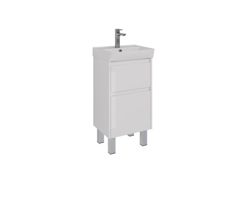 Тумба Lemark COMBI 45 см под 1 раковину, подвесная/напольная, 2 ящика, цвет корпуса, фасада: Белый г