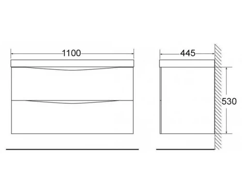 Тумба под раковину BelBagno Marino MARINO-1100-2C-SO-RW-P 110 см, подвесная, цвет дуб мавр (rovere moro)