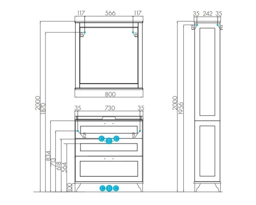 Тумба под раковину Акватон Леон 80 Н 1A187801LBPS0, дуб белый