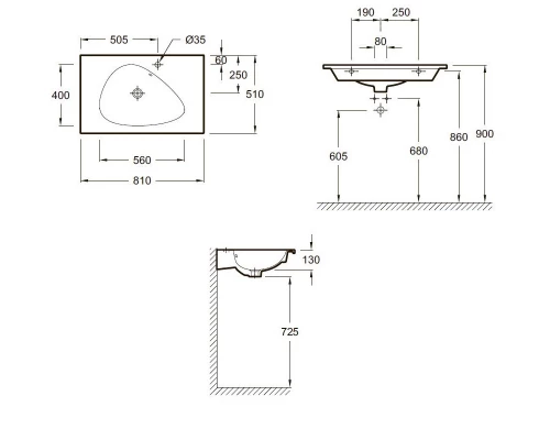 Раковина мебельная Jacob Delafon Nouvelle Vague EXAR112-Z-00, накладная, белый глянцевый, 81 х 51 см