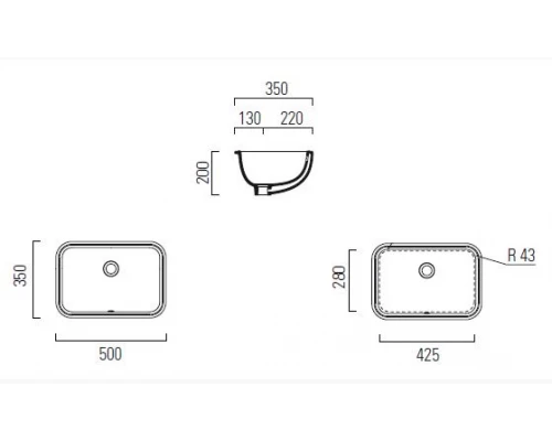 Раковина GSI Pura, встраиваемая снизу, 50 x 35 см, белый глянцевый, 724711
