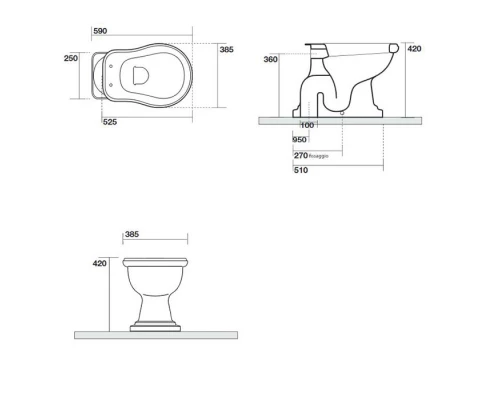 Унитаз напольный Kerasan Retro, слив в пол, цвет белый, 101001