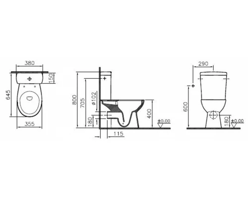 Напольный безободковый унитаз VitrA S10, крышка микролифт, белый, 9822B003-7204