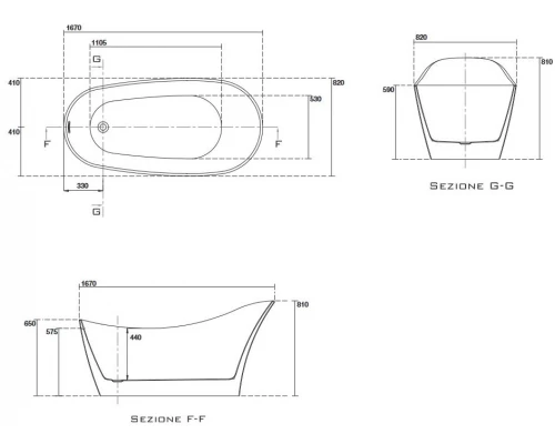 Ванна акриловая Kerasan Waldorf 167 х 82 см 743001