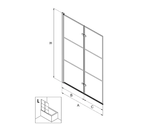 Шторка для ванны NEW TRENDY SUPERIA BLACK 100 см P-0054 L (черный) Elit-san.ru