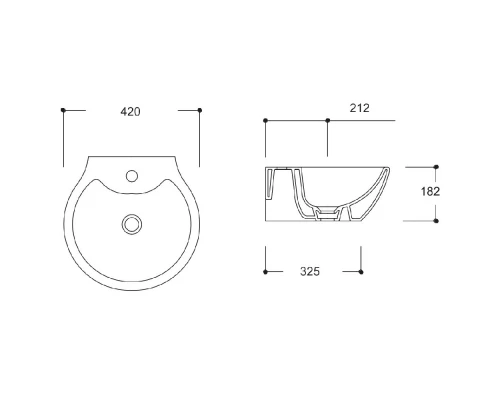 Умывальник GURAL Top D=42 накладной с отв. под смеситель