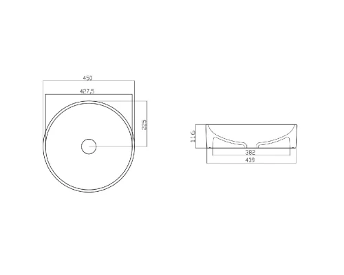 Умывальник GURAL Nova D=45 накладной