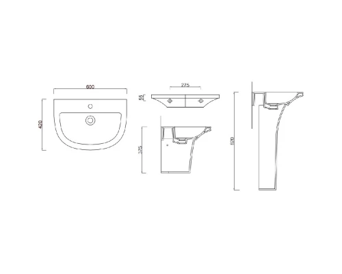 Умывальник GURAL Sole 60х42 подвесной