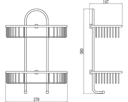 Полка Savol решетка прямая двойная (S-002722C)