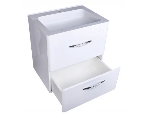 Тумба подвесная "Каре 60" (2 ящ.) Люкс белая, PLUS