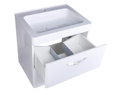 Тумба подвесная "Каре 60" (2 ящ.) Люкс белая, PLUS