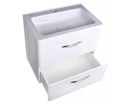 Тумба подвесная "Каре 70" (2 ящ.) Люкс белая, PLUS