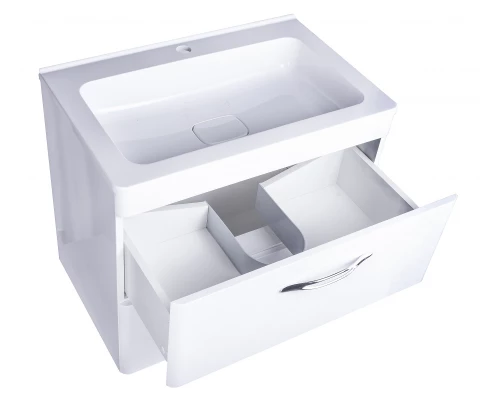 Тумба подвесная "Каре 70" (2 ящ.) Люкс белая, PLUS