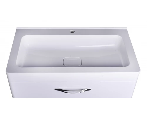 Тумба подвесная "Каре 80" (2 ящ.) Люкс белая, PLUS