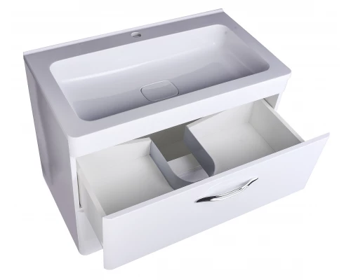 Тумба подвесная "Каре 80" (2 ящ.) Люкс белая, PLUS