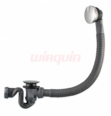 SB600 Сифон автомат для ванны, компактный, слив 62 л/мин, защита троса, самоцентр. прокладка, вентил