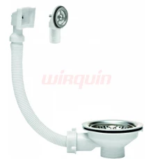 Выпуск для мойки с нерж.чашкой Ø90 мм с двумя переливами в комплекте (круглый и квадратный)WIRQUIN