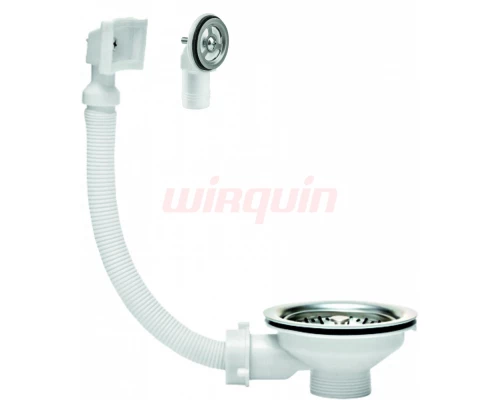 Выпуск для мойки с нерж.чашкой Ø90 мм с двумя переливами в комплекте (круглый и квадратный)WIRQUIN