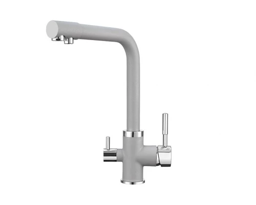 2015, АЛЮМИНИУМ Смеситель для кухни однорыч., с подкл. для питьевой воды, GRANULA