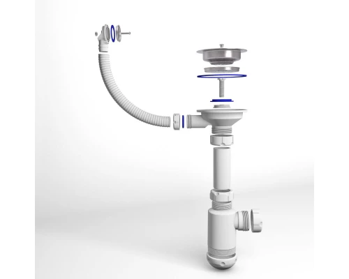 Сифон GRAND 31/2 с круглым переливом и винтом ЭКОНОМ к мойке 8201  (С.Н. 370-11-22)