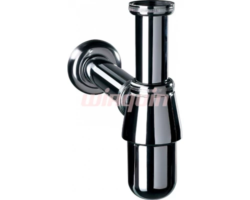 CLASSIC Сифон хром. без выпуска, с отводом и розеткой, регулируемый по высоте 35-85мм, латунь WIRQUI