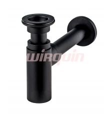 Сифон “LINEIS” д/ раковин. 1¼ * 32 с вып., отв. с декор. роз-кой, латунь, весь компл. матовый черный