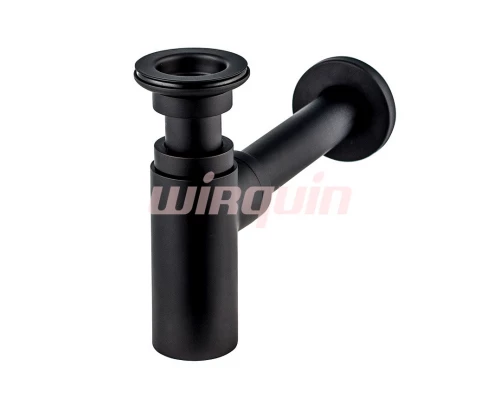 Сифон “LINEIS” д/ раковин. 1¼ * 32 с вып., отв. с декор. роз-кой, латунь, весь компл. матовый черный