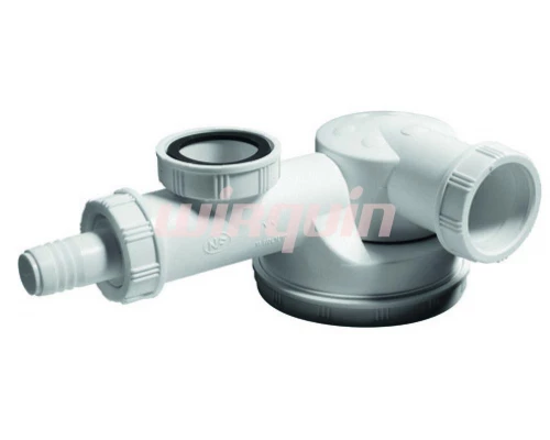 Сифон ESPACE 1½ х 40 мм сверхплоский с отводом для стиральной машины без выпуска, WIRQUIN