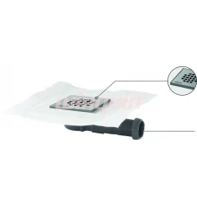 Трап с гидроизоляционным полотном и уплотнением из полистирола с нержавеющей решеткой 115х115 мм, си