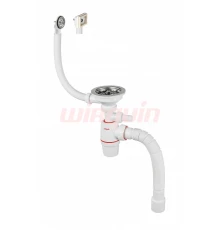 Сифон WIRQUIN NEO с нержавеющей чашкой Ø114 мм, с отводом для стиральной или посудомоечной машины, с
