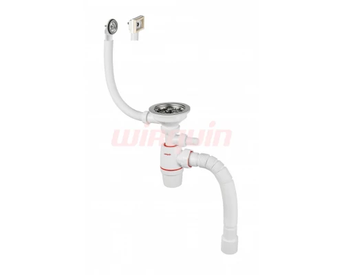 Сифон WIRQUIN NEO с нержавеющей чашкой Ø114 мм, с отводом для стиральной или посудомоечной машины, с