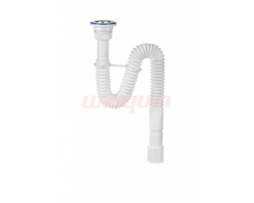 Сифон гофрированный МИНИ Элит с нержавеющей чашкой Ø63, стандарт L800 мм(1¼- Ø40/50), VIRPLAST