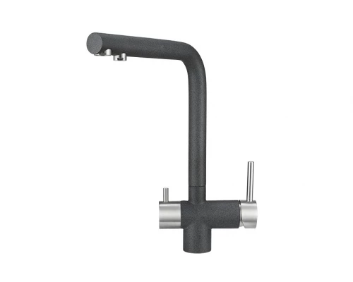 2305, ГРАФИТ Смеситель для кухни однорыч., с подкл. для питьевой водычерно-сер., GRANULA