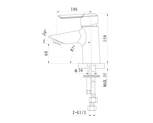 Смеситель для раковины WONZON & WOGHAND BAROQUE, Хром (WW-191101-CR)