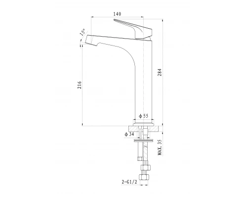 Смеситель для раковины высокий WONZON & WOGHAND BALANCE, Хром (WW-051104-CR)