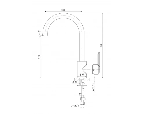 Смеситель для кухни WONZON & WOGHAND BAROQUE, Хром (WW-192101-CR)