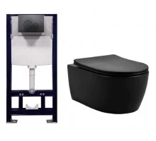 Подвесной унитаз Splendy Pride Black Matte с инсталляцией Stable, ST3011TPRBM/PR10152VTYBM Set